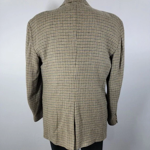 VTG Town‎ Craft Men's Tweed Sport Coat Two Button Multi Color Houndstooth 46L